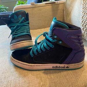 Men’s Adidas Hightops 8.5 Purple & Teal